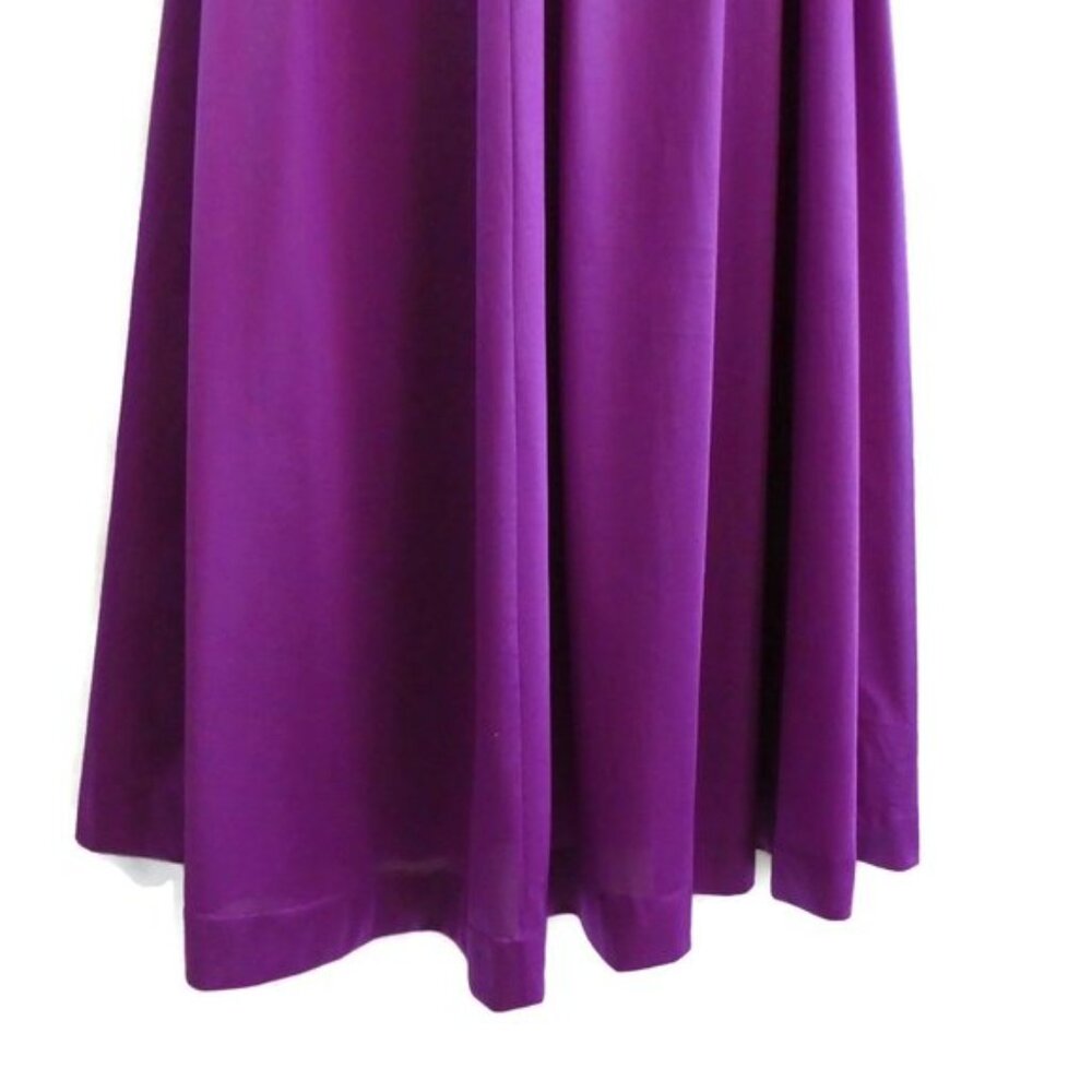 Vanity Fair Maxi Nightgown Vintage 70s Nylon USA Berry Braided Tie 34  M - Picture 6 of 9